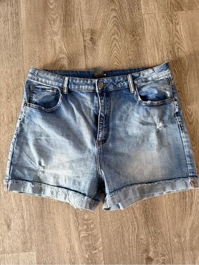 Fashion Nova Light Blue Distressed Denim Shorts